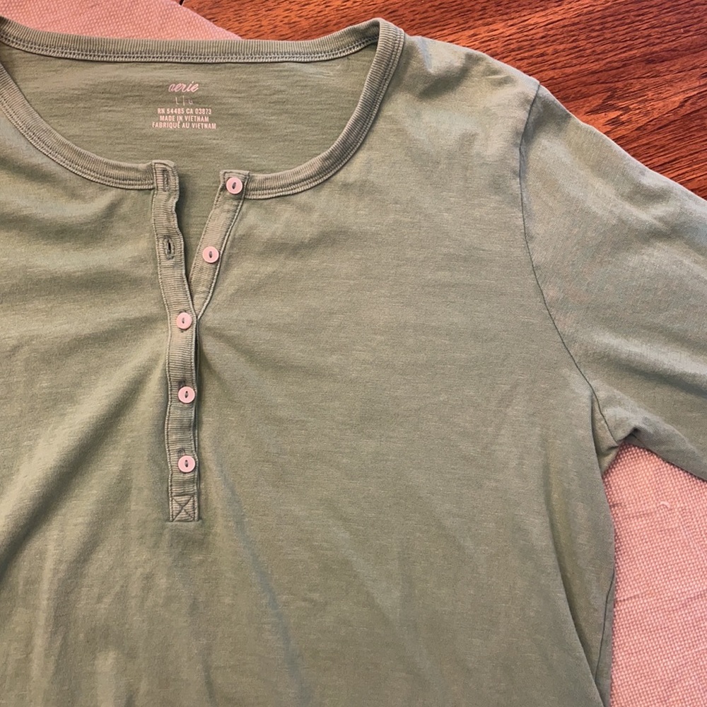 Mint green AERIE button down top